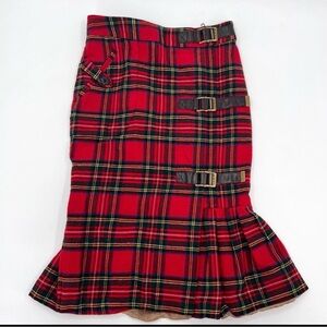 ✨🆕BNWOT!Vintage Lamb Long Plaid Skirt w/Buckles!Size 6!RARE!